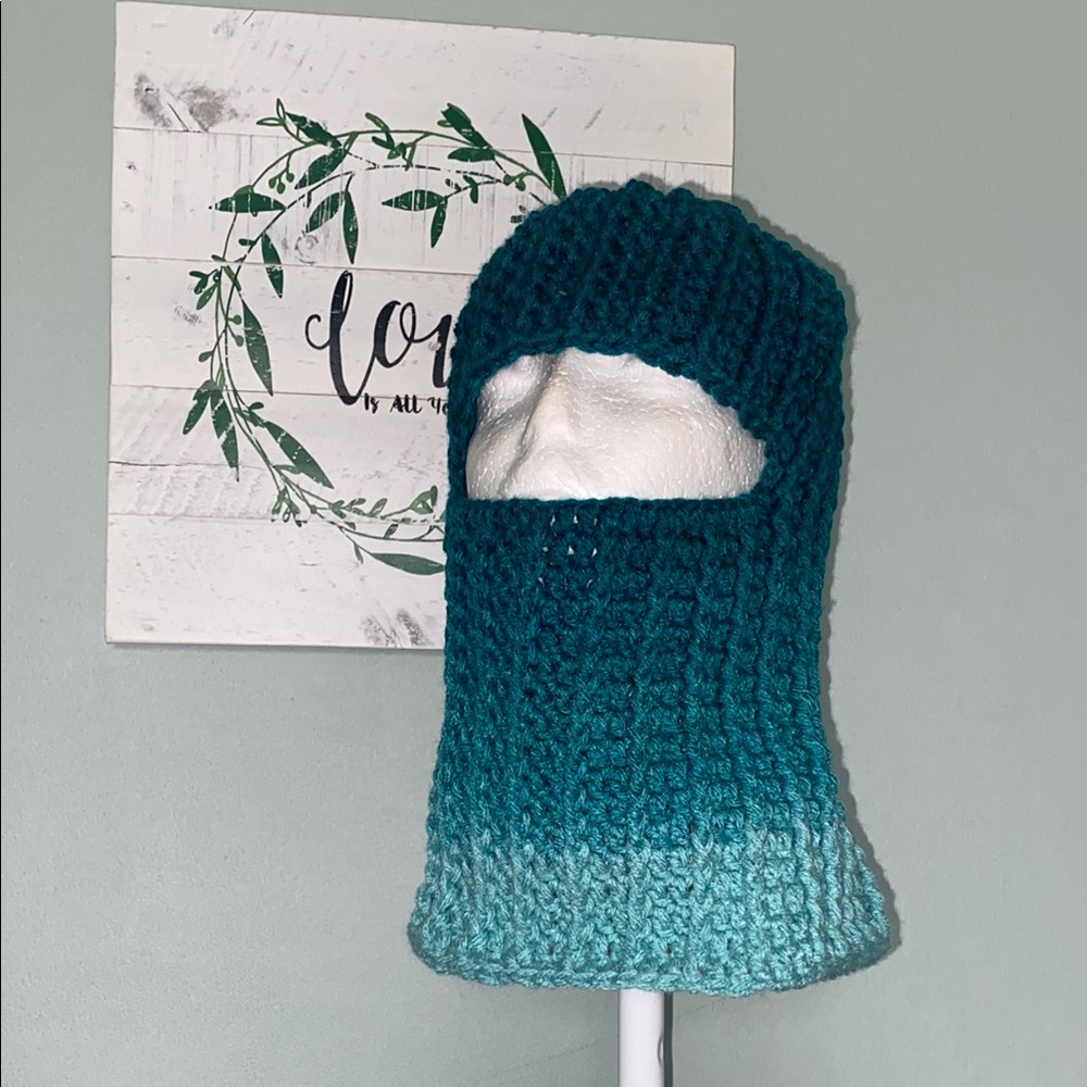 NEW! Unisex Handmade Teal Crochet Ski Mask/Hat/Balaclava